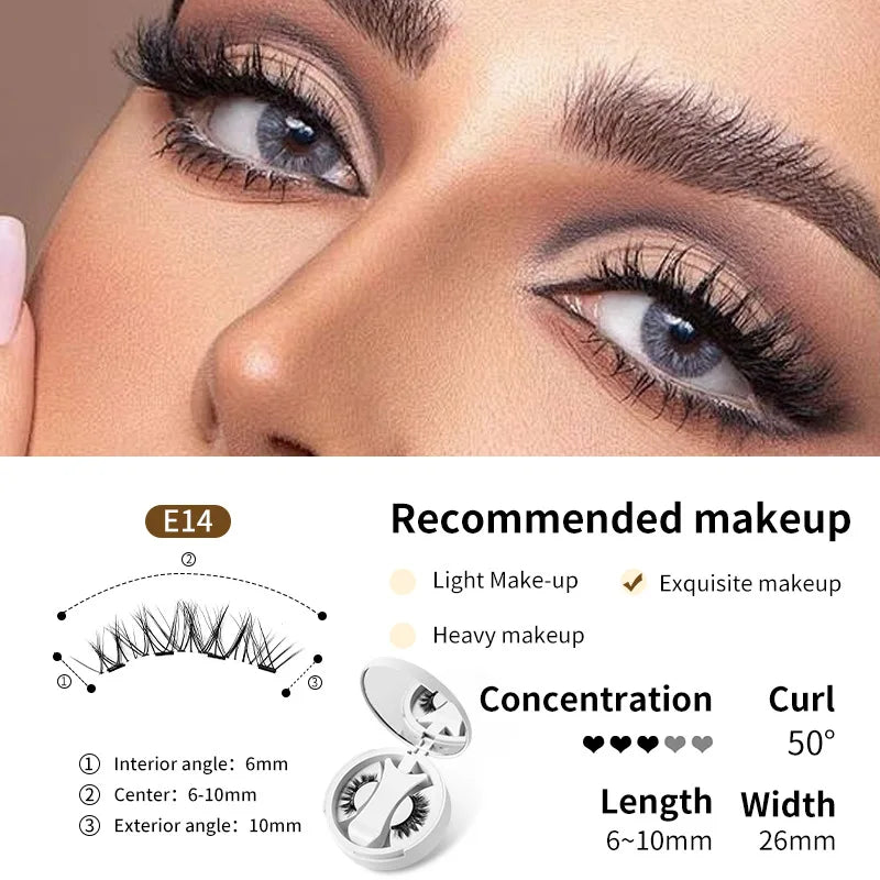 Brown Magnetic False Eyelashes – Natural, Lightweight Eye Makeup Set with Applicator & Carry Box