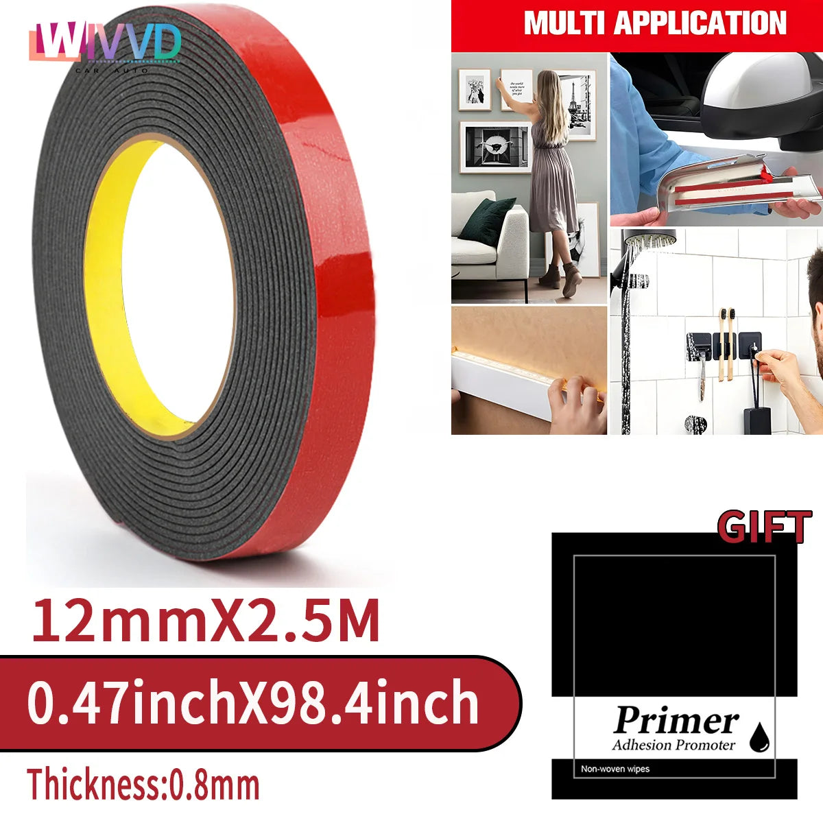 Extra Strong Double-Sided Acrylic Foam Tape – Waterproof, High-Temp Mounting Pad for Car & Home Use