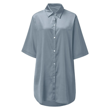Women’s Silky Soft Long Sleeve Pajamas – Solid Color Sexy Nightshirt, Comfortable Home Sleepwear