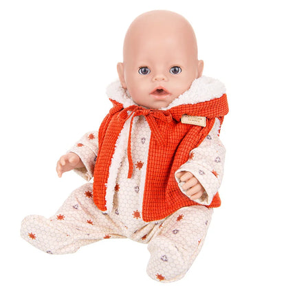 43cm Baby Doll Clothes Set – Leather Jacket, Pants & Rompers for 18-Inch American Dolls, Winter Outfit