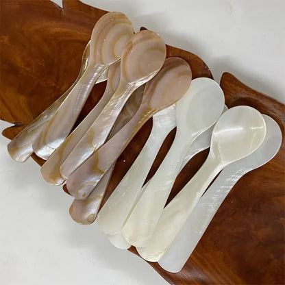 Mother of Pearl Shell Spoon 9-13CM — Natural Seashell Stirring Spoon for Coffee & Desserts