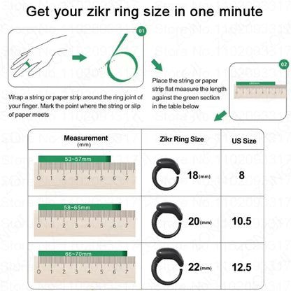 Weslamic Smart Tasbeeh Zikr Ring – Digital Islamic Tally Counter with Prayer Reminder, Magnetic Charging & Waterproof