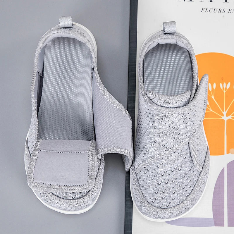 Adjustable Open Orthopedic Shoes for Elderly, Diabetic Wide Fit Comfort Shoes for Swollen Feet, Bunions & Hallux Valgus Support (Men & Women)