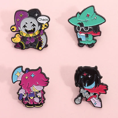 4-Piece Deltarune Enamel Pin Set - Susie & Kris RPG Game Character Brooches for Backpacks, Jackets & Fan Gifts