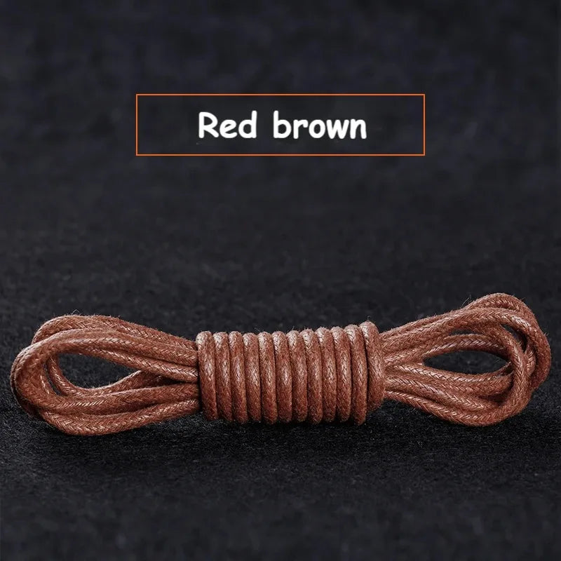 Cotton Waxed Shoe Laces - Round Leather Style Waterproof Replacement Laces for Oxford Shoes & Boots