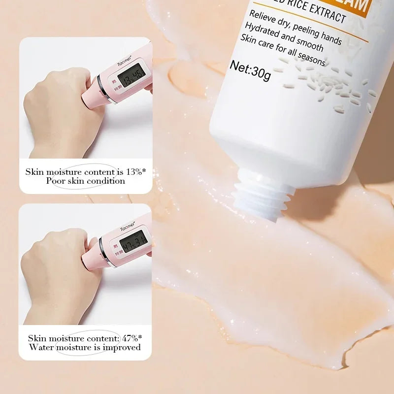 Rice Hand Cream – Nourishing & Moisturizing Non-Greasy Hand Care Lotion, Volumizing Rejuvenating Formula, 30g Skincare Treatment