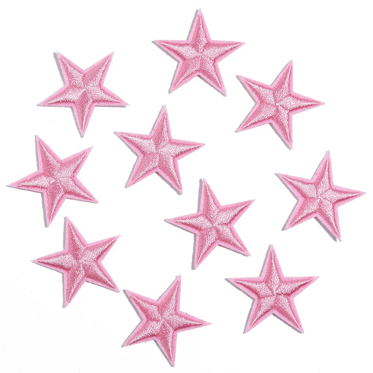 10pcs Mini Star Iron-On Embroidery Patches – Small Pentagram Appliques for DIY Clothing, Black White Gold Fashion Decoration