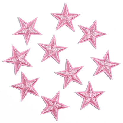 10pcs Mini Star Iron-On Embroidery Patches – Small Pentagram Appliques for DIY Clothing, Black White Gold Fashion Decoration