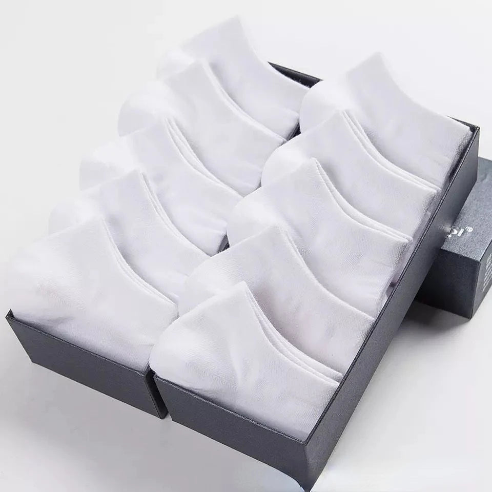 Unisex Ankle Socks Set – Solid Black White Gray Breathable Cotton Invisible Sports Short Socks for Men & Women (5/10 Pairs Pack)