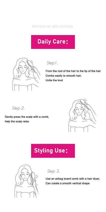 Girls Airbag Hairbrush — Wet & Curly Hair Detangling Comb, Scalp Massage Tool for Salon Styling