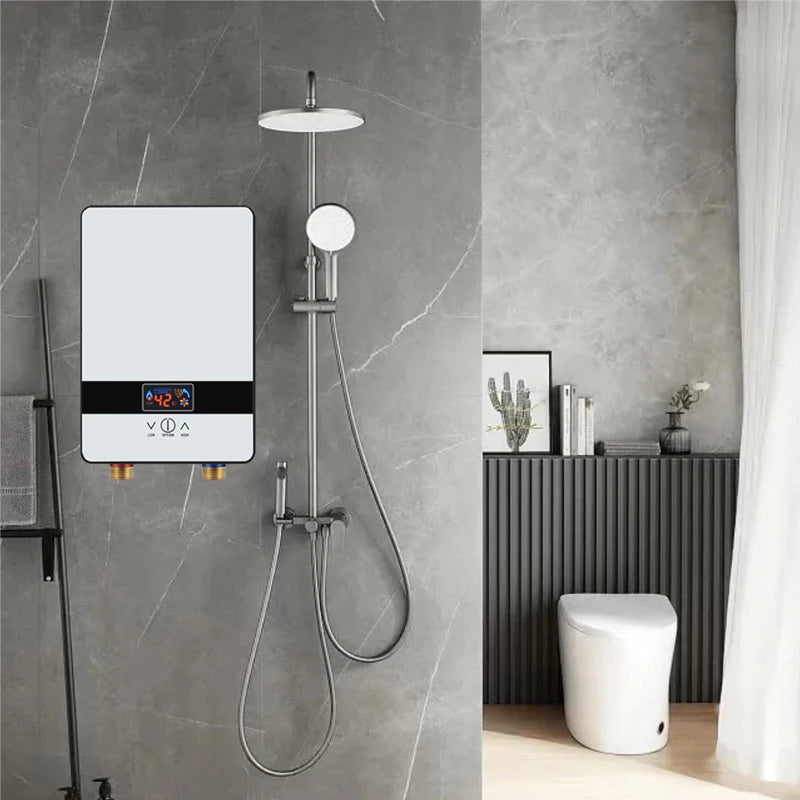 Instant Electric Water Heater 6500W — 220V Thermostat Flow Heater for Bathroom & Kitchen Hot Shower