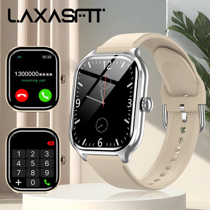 LAXASFIT 2025 Smartwatch – Bluetooth Call, Message Reminder, 24-Hour Health Monitoring, Fitness Smart Watch Gift for Men & Women
