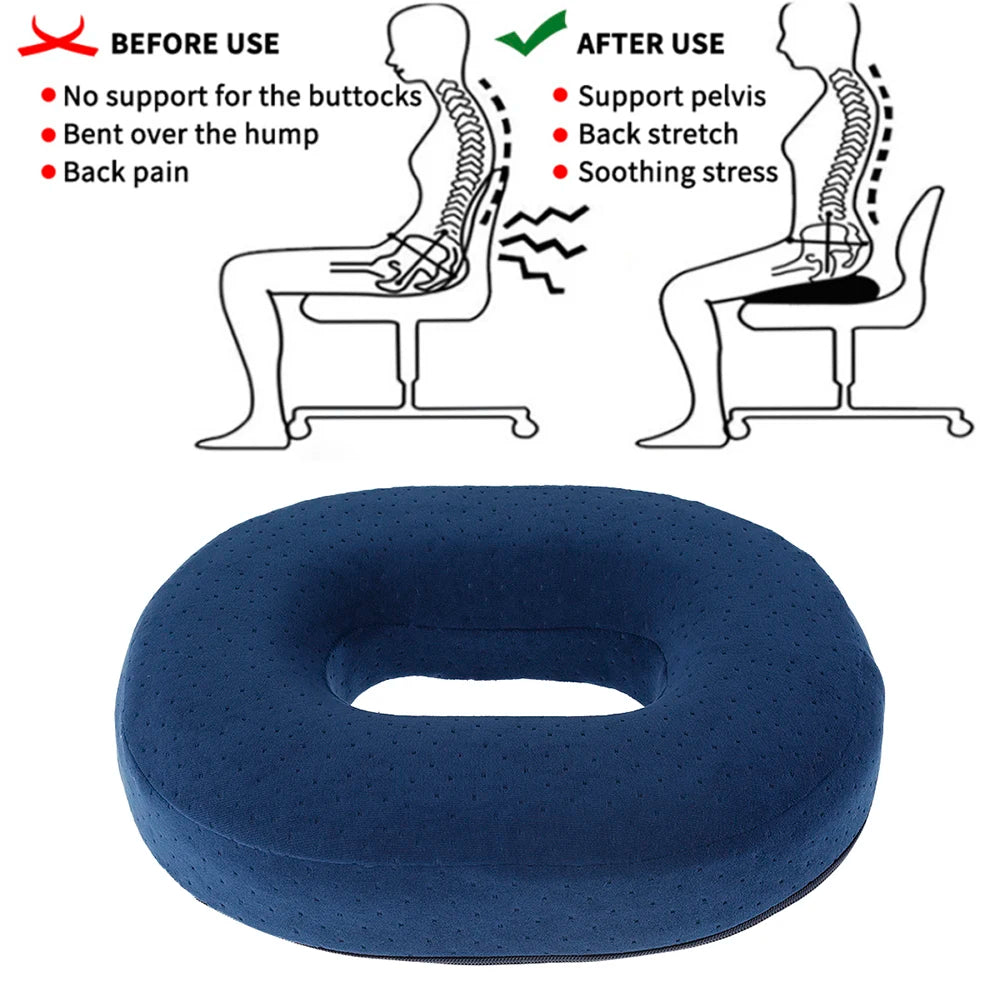 Memory Foam Donut Ring Seat Cushion Pillow | Comfort Chair Cushion for Pregnancy, Office, Travel & Pain Relief