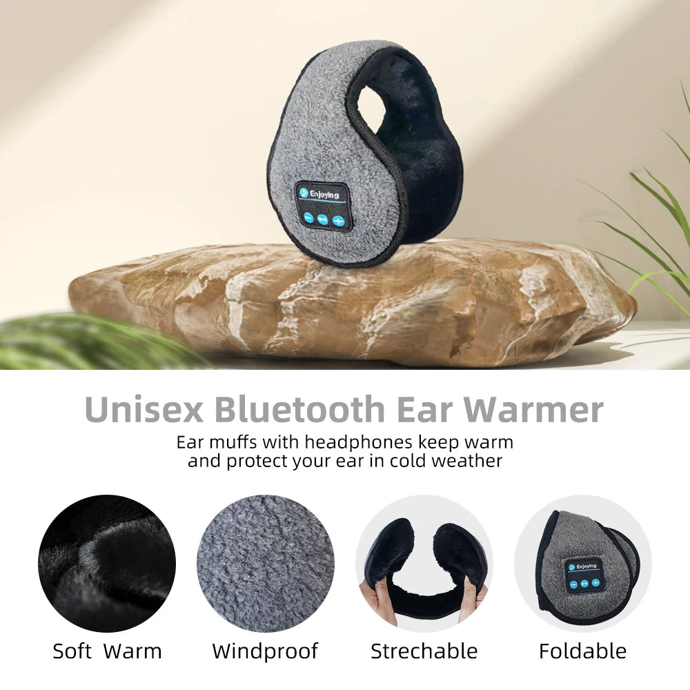 Winter Bluetooth Ear Warmer Music Headband - Wireless Headphones Muffs, Earphone Warmer Earmuffs for Men and Women in Thick Casual Cap Style