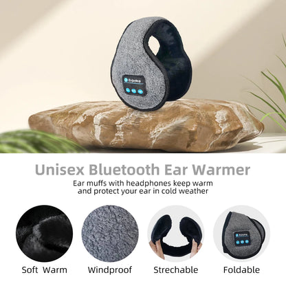 Winter Bluetooth Ear Warmer Music Headband - Wireless Headphones Muffs, Earphone Warmer Earmuffs for Men and Women in Thick Casual Cap Style