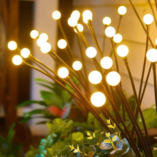 8LED Solar Firefly Garden Lights - Waterproof Outdoor Decorative Lights for Patio, Pathway & Yard Warm Lighting