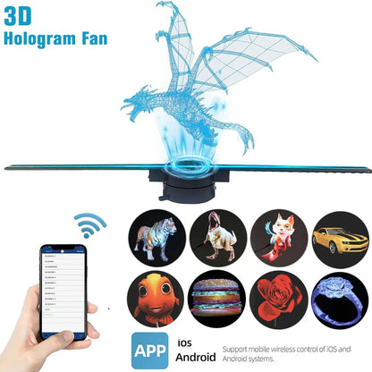 42CM 3D Hologram Fan WiFi HD Holographic Advertising Projector Display – Rotating LED Light for Shops, Bars, Parties & Christmas Promotion