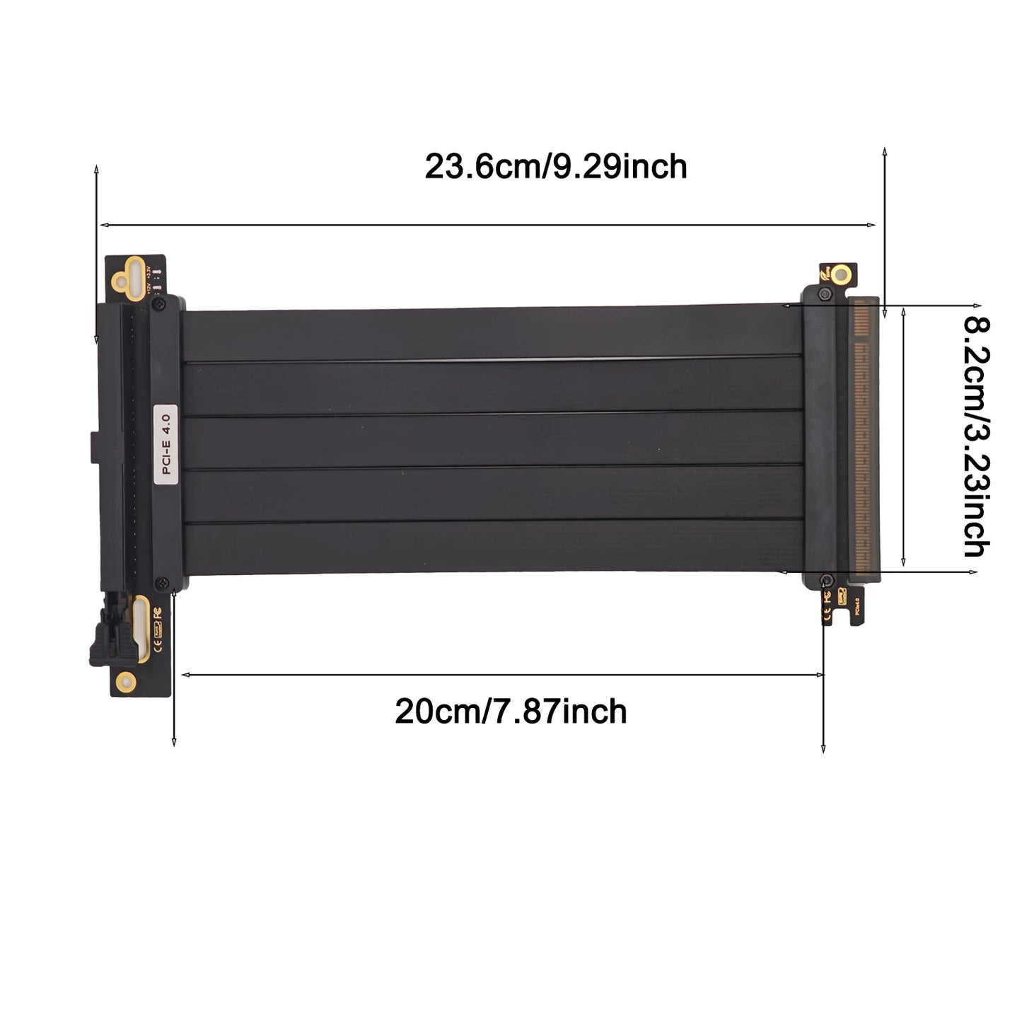 PCIe x16 GPU Riser Cable - Gen 3.0/4.0 Double Reverse Graphics Card Extension with Gold-Plated Connector