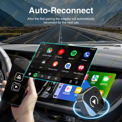 2-in-1 Wired to Wireless CarPlay & Android Auto Adapter — USB Plug & Play with Bluetooth for OEM Car Stereo