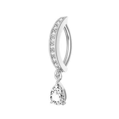 Stainless Steel Crystal Belly Button Ring - Fashion Drip Clicker Navel Piercing Jewelry for Women