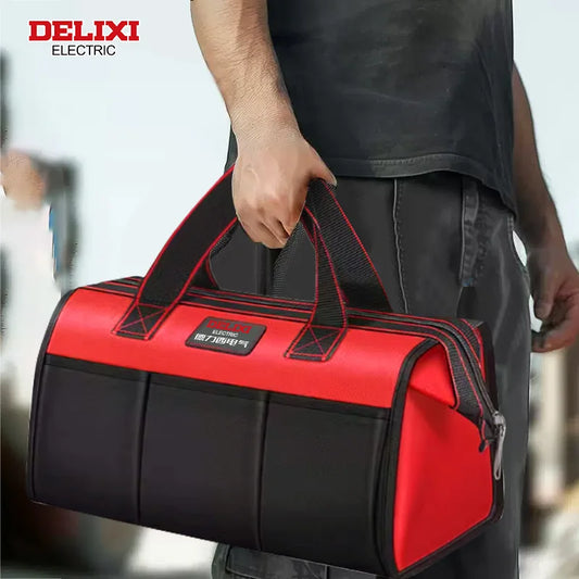 DELIXI ELECTRIC Tool Bag - 13/14-Inch Wide-Mouth Multi-Pocket Zipper Organizer