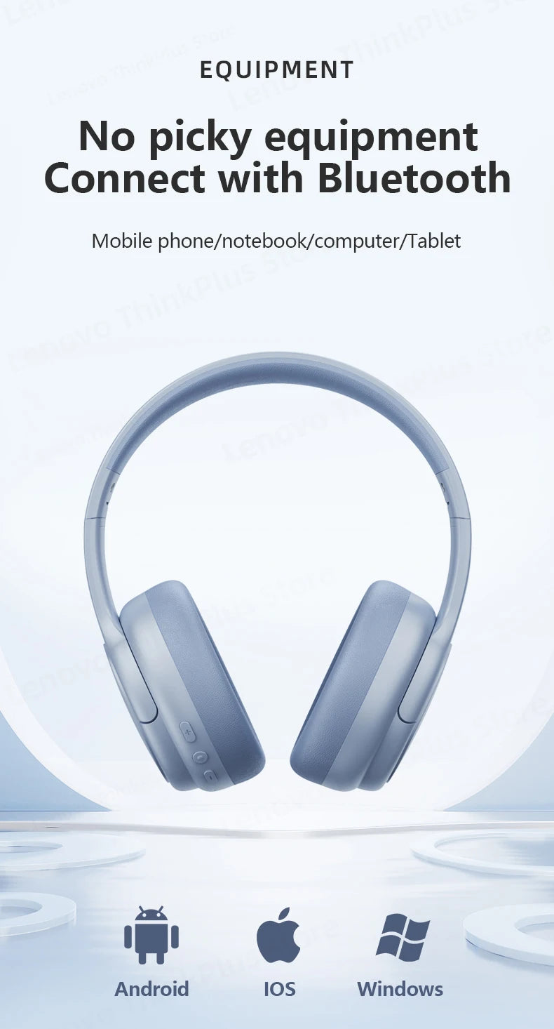 Original Lenovo TH20 Wireless Bluetooth 5.3 Headphones - Dual Mode, Foldable Sport Headset, Music & Gaming Earphones