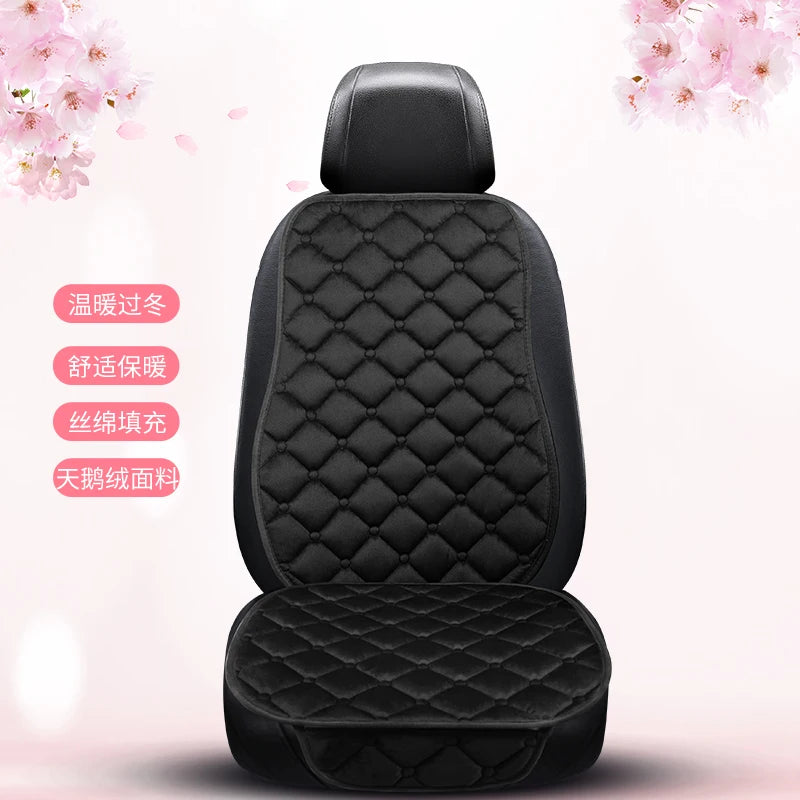 Thick Plush Car Seat Cushion Set - Warm Anti-Slip Three-Piece Winter Seat Covers