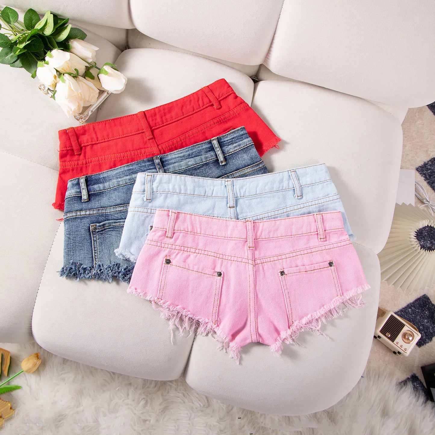 25# Summer Fashion Low-Waist Ripped Denim Shorts — Sexy Hot Pants & Booty Jeans for Women