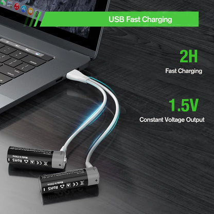 MATOV USB Rechargeable Li-ion AA 3400mWh & AAA 1100mWh 1.5V Batteries Pack