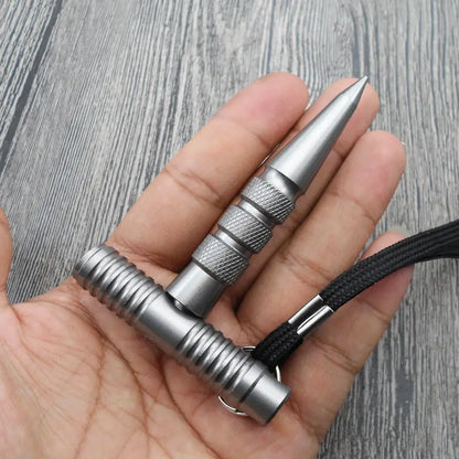 Portable Combination Key Stick – Aviation Aluminum Cool Outdoor Pen-Shaped Broken Window Tool with Pointed Cuban Rattan