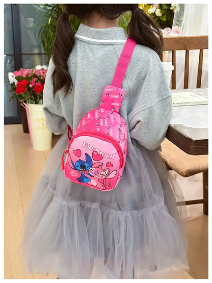 Disney Cartoon Stitch Kids Chest Bag – Cute Crossbody Waist Pouch with Zipper, Coin Purse & Gift for Children