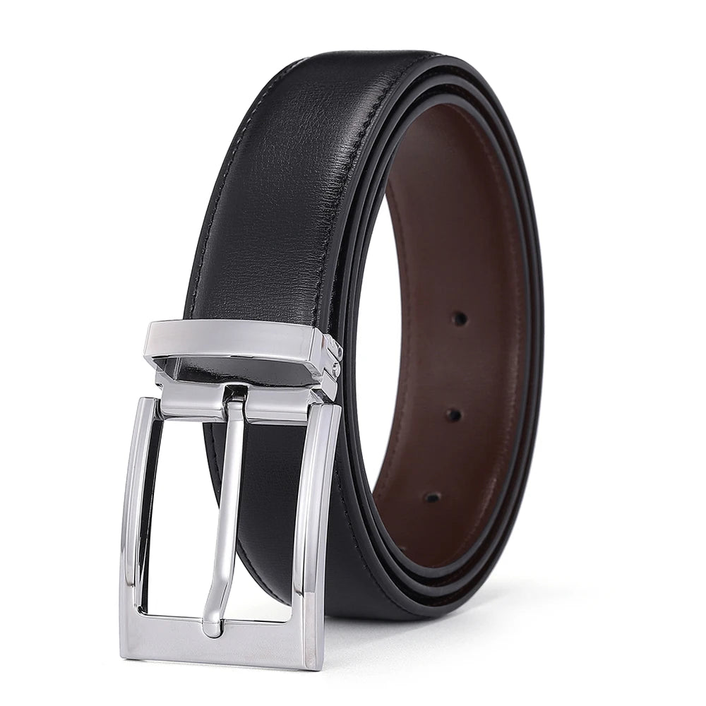Men’s Pin Buckle Cowskin Leather Belt – High-Quality Designer Waist Strap, Luxury Fashion Accessory