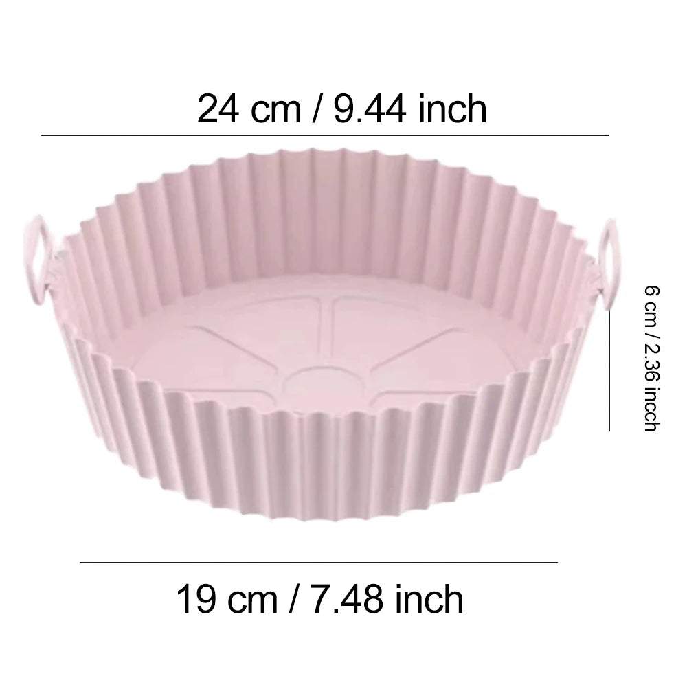 Reusable Silicone Air Fryer Liner Basket with Non-Stick Baking Tray & Pizza Pan for Kitchen Cooking