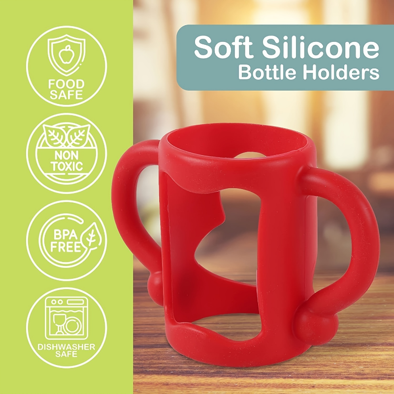 Durable Silicone Baby Bottle Handles – Food-Grade Transitional Sippy Cup Grip for Wide-Neck Bottles