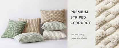 Dark Green Throw Pillow Covers – 16x16 Inch Soft Corduroy Decorative Cushion for Bed, Sofa & Living Room, Boho Home Decor