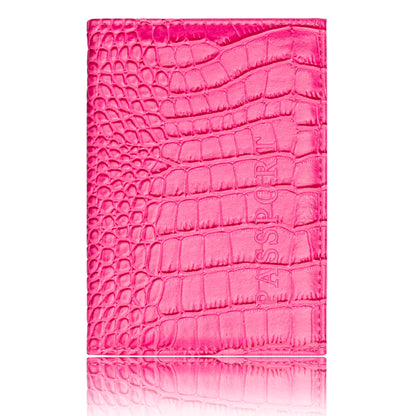 Crocodile PU Leather Passport Holder – Slim Minimalist Travel Wallet for Men & Women