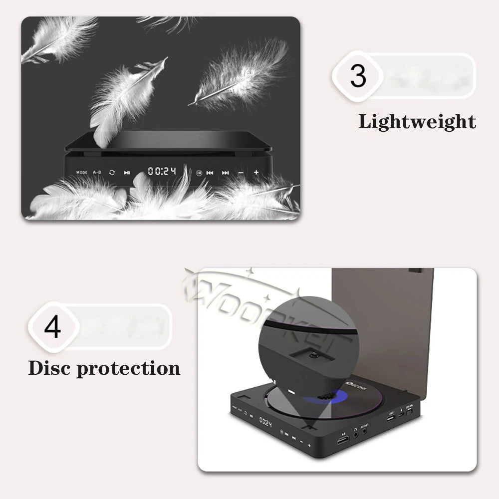 Woopker HD DVD Player – HDMI & AV Connection, USB Input, Headphone Output, LED Touch Screen, 1080P Type-C 5V/2A
