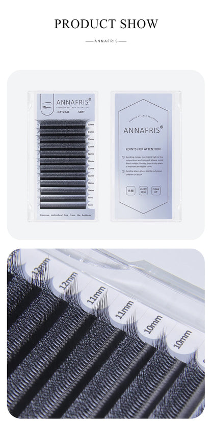 ANNAFRIS Premade Volume Lash Fans – YY 3D 4D 5D W-Shaped Automatic Flowering Mink Eyelash Extensions, Soft & Dense