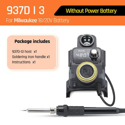 Silverflo 937D-I Cordless Soldering Station – Solder Iron with Sleep Mode, Compatible with DEWALT, Milwaukee, MAKITA 18/20V Batteries