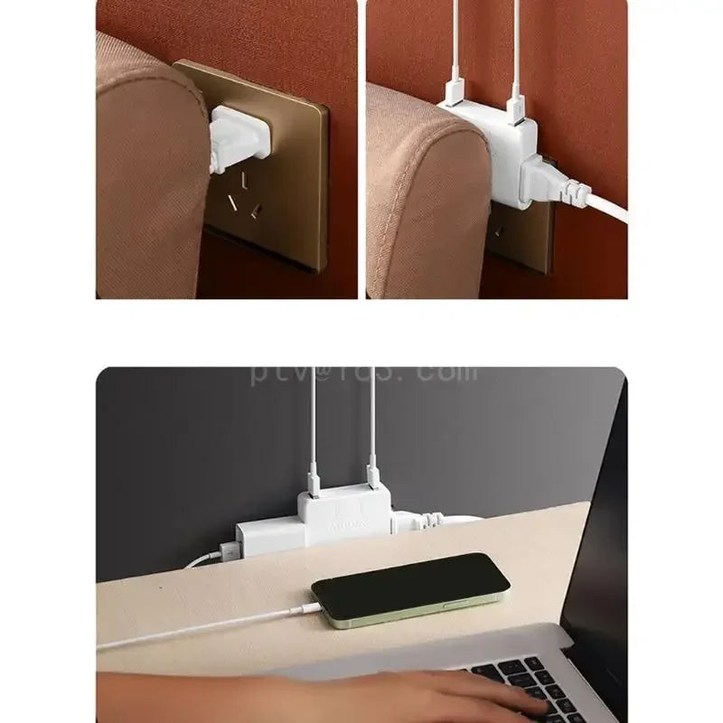 180° Rotatable Socket Converter – 3/4 in 1 Multi Plug Extension with USB, Mini Wireless Power Outlet Adapter