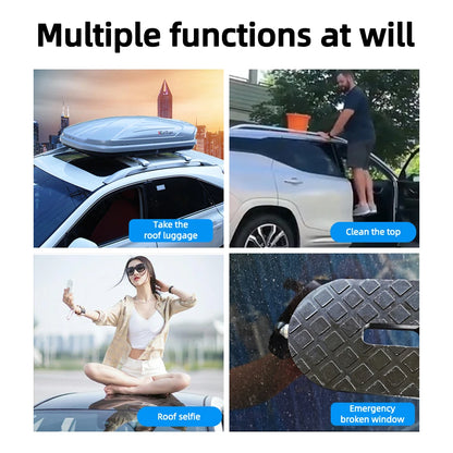 Foldable Car Roof Rack Step: Universal Latch Hook Auxiliary Walking Car Foot Pedal - Aluminum Alloy Safety Hammer Included