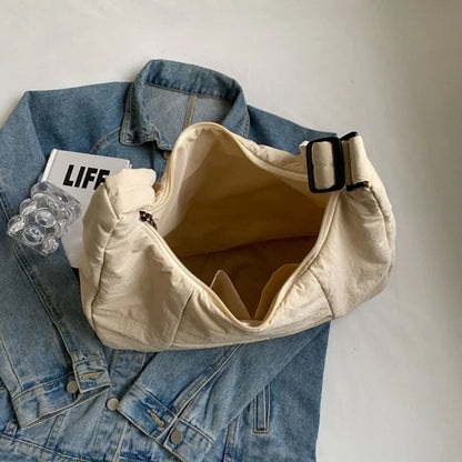 2025 Trendy Women's Soft Cloth Shoulder Bag – Solid Color, Y2K Casual Style, Crossbody Handbag for Students