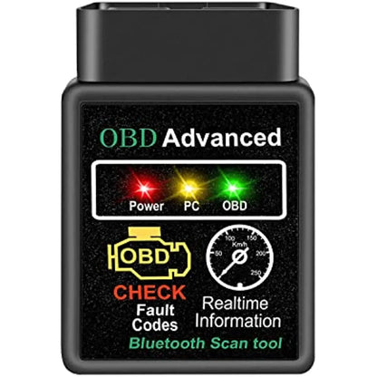 OBD2 Bluetooth Scanner Adapter - Wireless Car Diagnostic Code Reader for Engine Light Reset & Fault Clearing