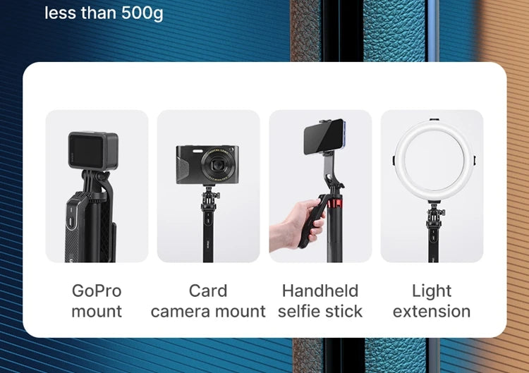 Ulanzi MA09 1.8m Selfie Stick Tripod – Remote Control Tripod for iPhone 16-13 Pro Max & Android with Panoramic Ball Head Holder