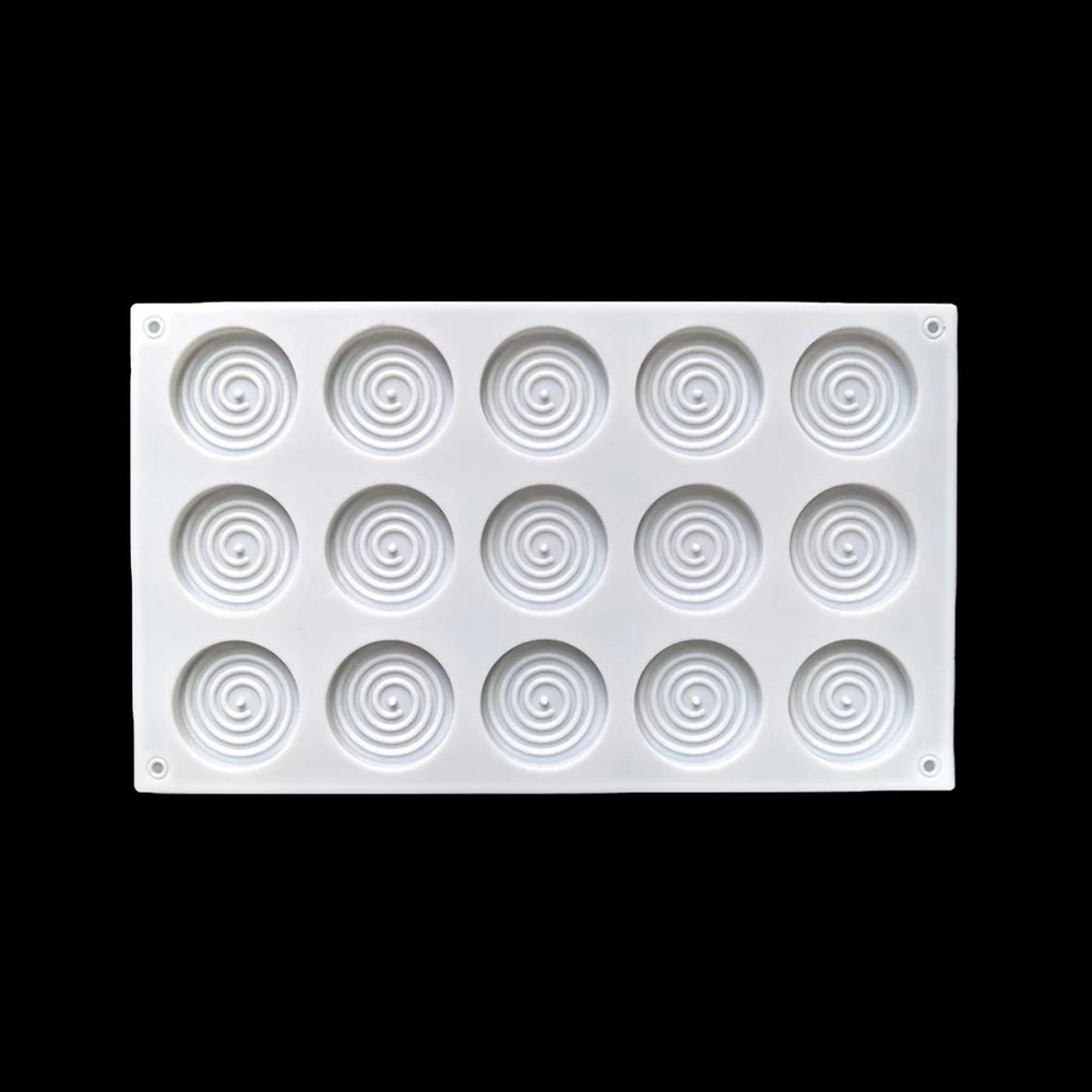 15-Hole Spiral Silicone Mold – Non-Stick Baking Tray for Mousse Cakes, Ice Cream, Pudding, Brownies, Gummies & Jelly Desserts