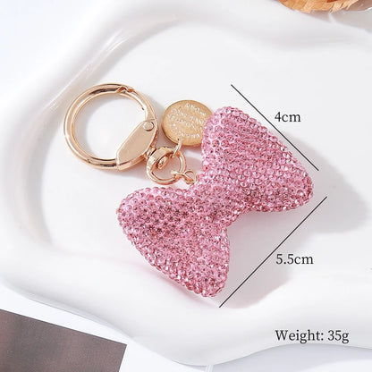 Full Crystal Clay Bow Keychain – Elegant Car, Bag & Purse Charm Gift Ornament