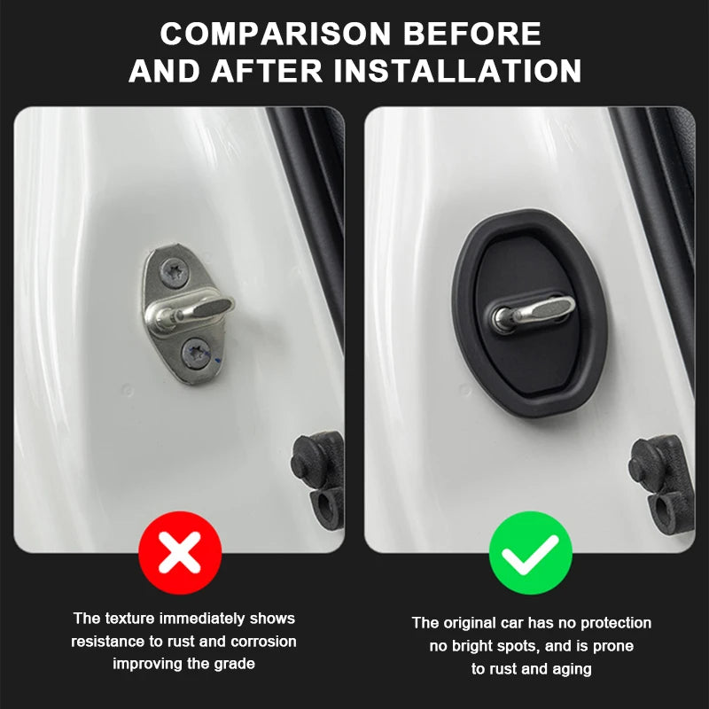 SEAMETAL 4PCS Silicone Car Door Lock Covers – Anti-Collision, Shock-Absorbing, Elastic Mute Cushions