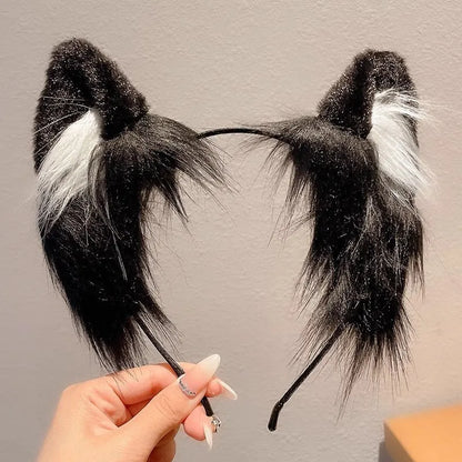 Cute Cat Ear Headband - Plush Christmas Animal Hairband for Kids Holiday Dress-Up & Hair Accessories