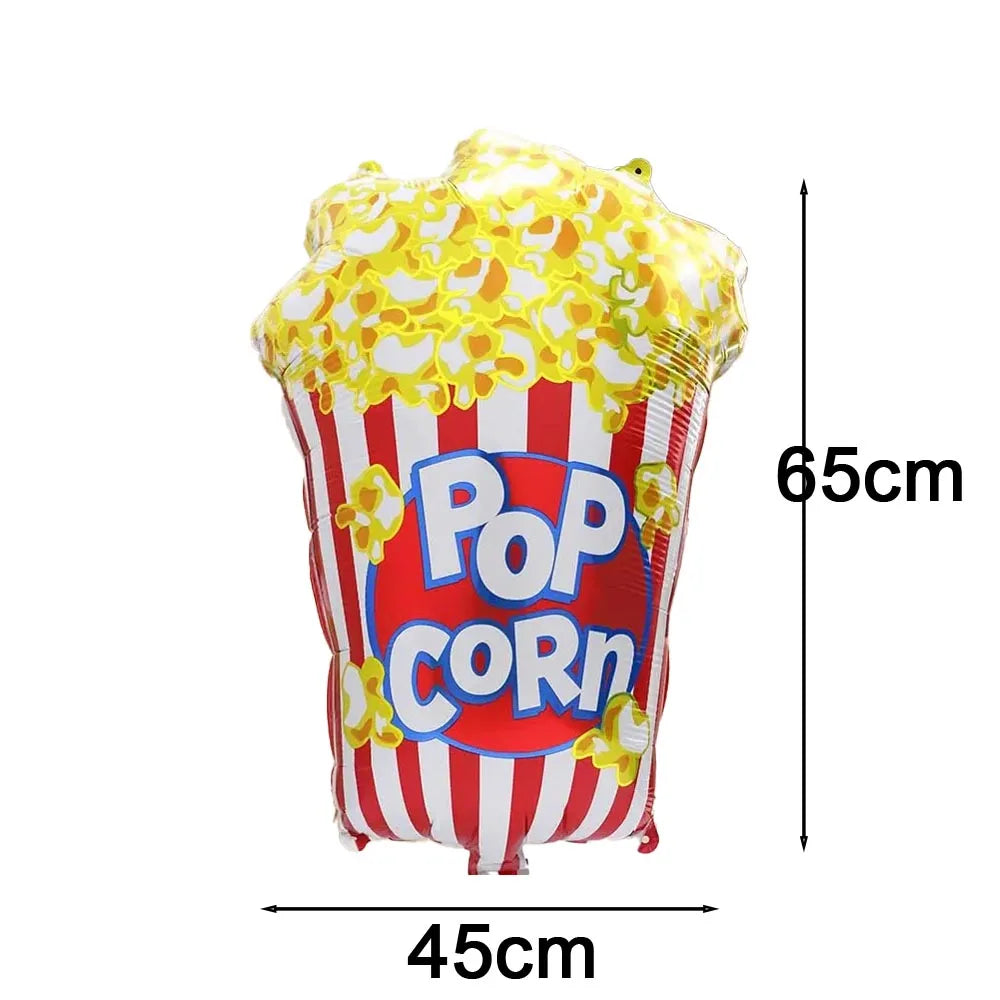 4-Piece Movie Night Party Decorations - Projector, Sunglasses and Popcorn Foil Balloons for Birthday Celebrations