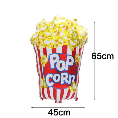 4-Piece Movie Night Party Decorations - Projector, Sunglasses and Popcorn Foil Balloons for Birthday Celebrations